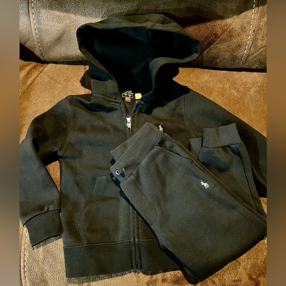 POLO Ralph Lauren Black Hoodie and Joggers Set - Toddler Boy Size 4T